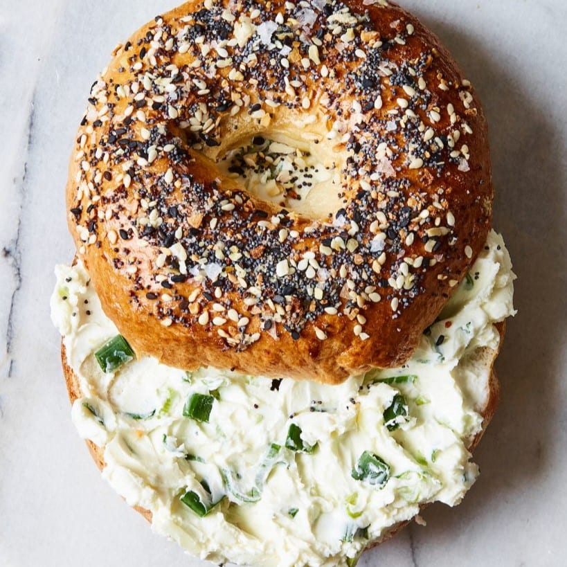 Scallion Cream Cheese Bagel.